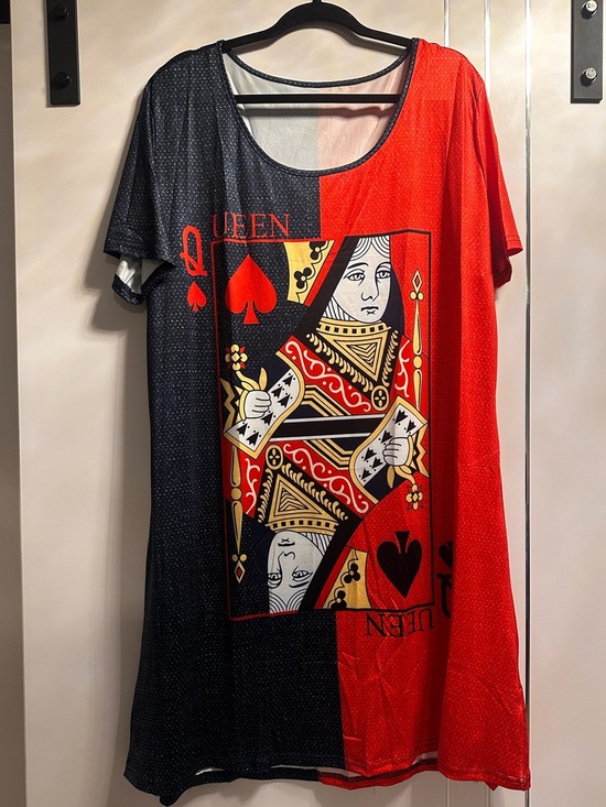Dresses & Skirts - Plus Size 3X (fits 1-2X) Queen of Spades Red & Black Graphic Tunic Tshirt Dress